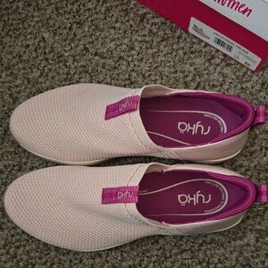 Ryka Women's Slip-On Mesh Sneakers in Light Pink with Magenta Lining
